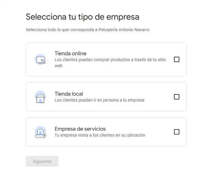 paso dos de como crear tu perfil de empresa en google