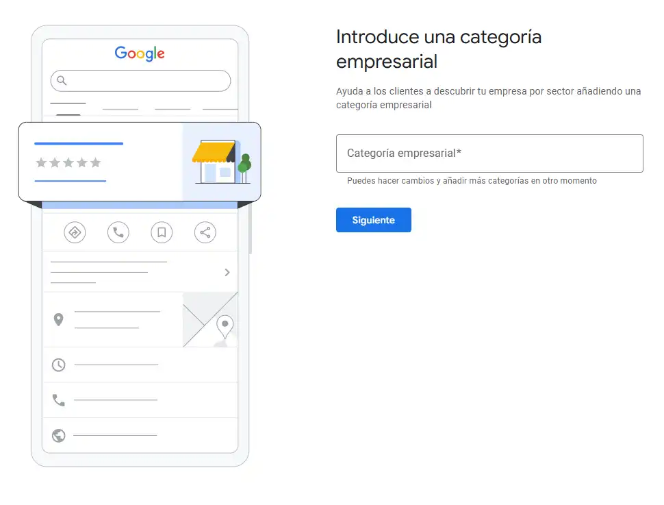 paso tres de como crear tu perfil de empresa en google